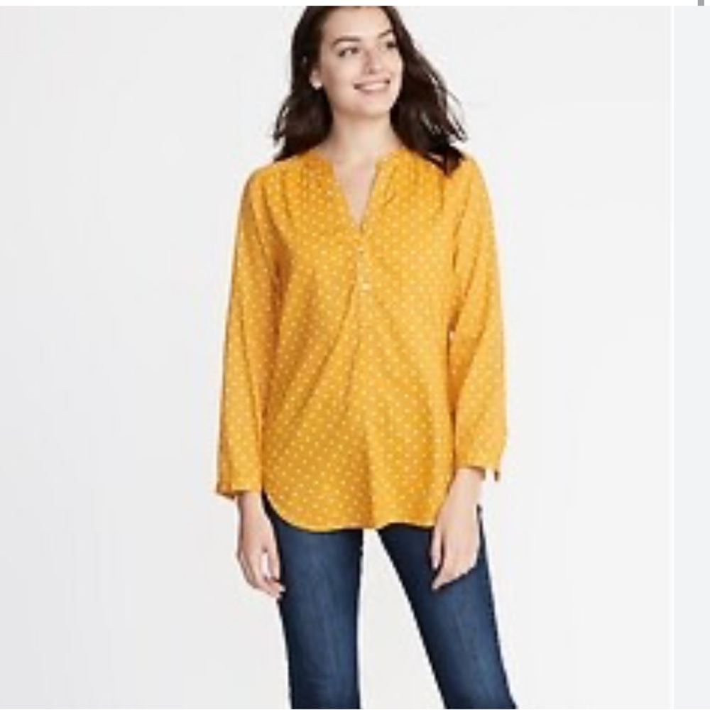 Old Navy Relaxed Poppy Yellow Dot Tunic Top Medium